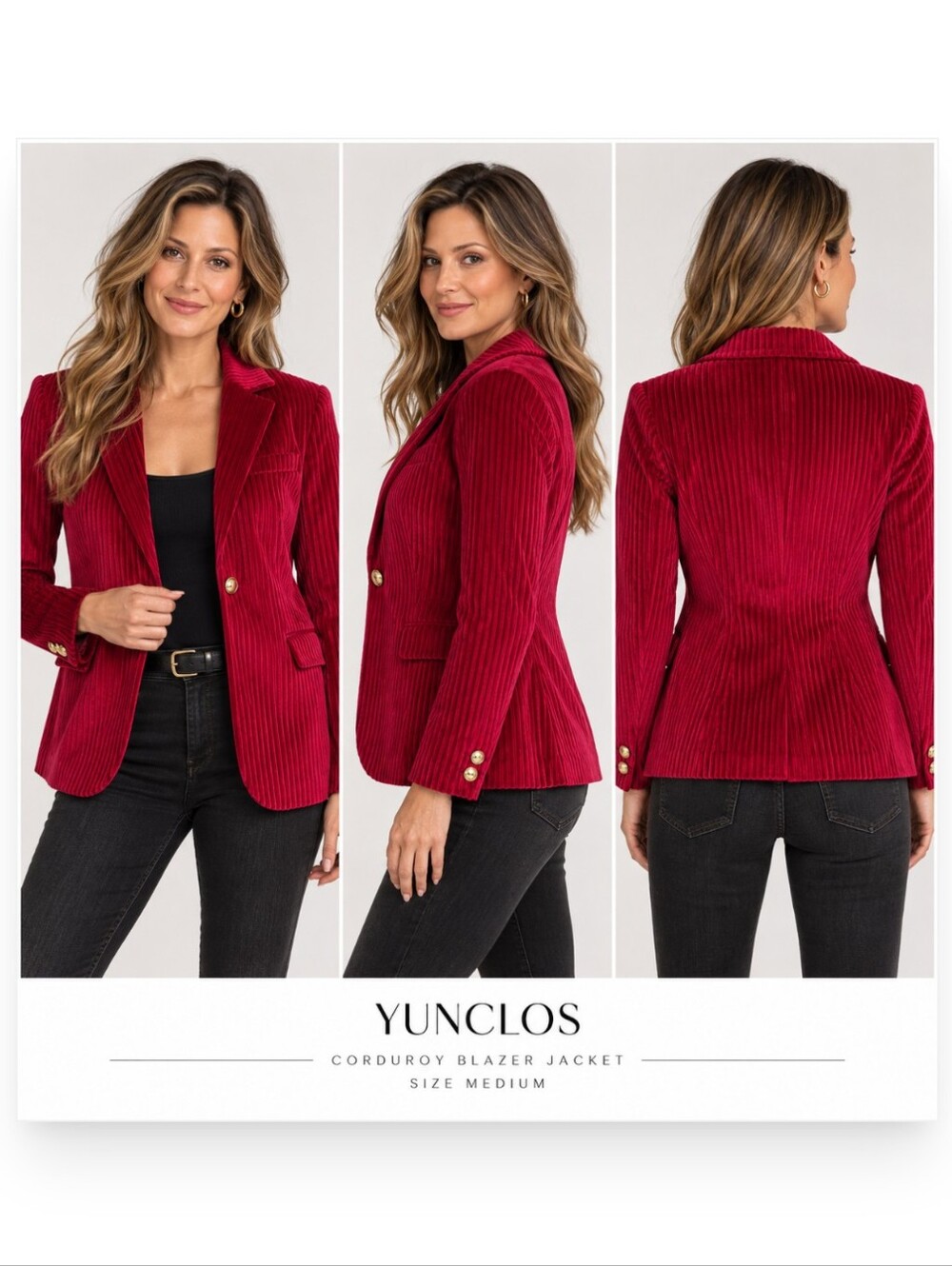 NWT YUNCLOS Corduroy Jacket Blazer